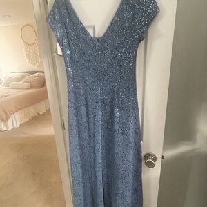 Elegant Blue Sequin Dress